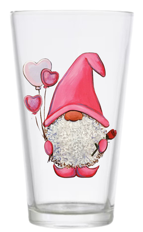 Valentine Gnome on a Pint Glass at Riverlands Brewing
